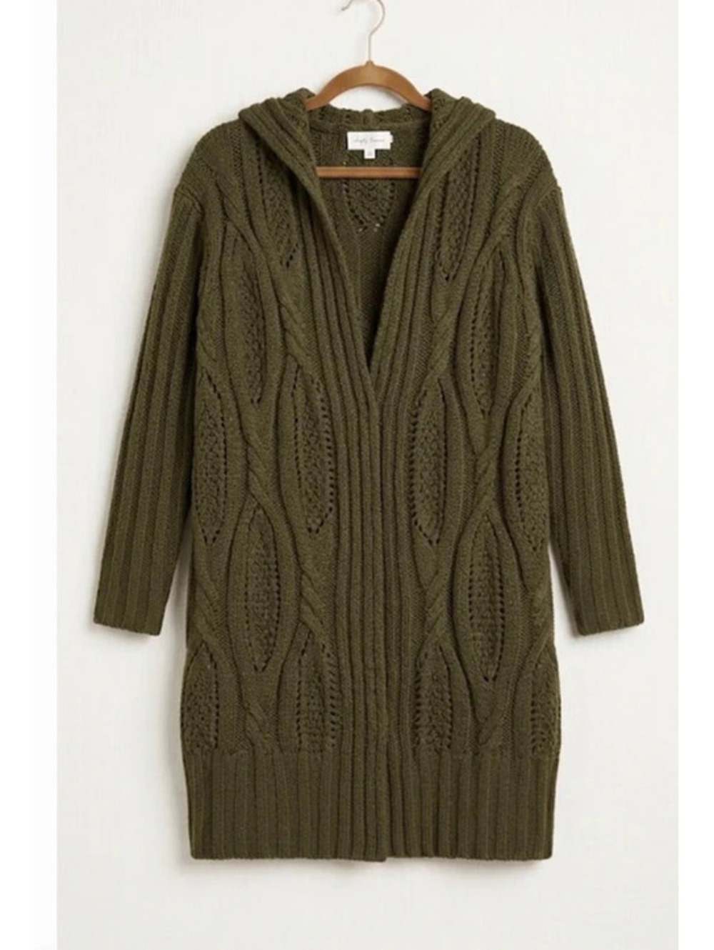 Simply Couture Wool Blend Chunky Cable Knit Hooded Sweater oversized Small